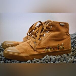 Bangs High-Top Sneakers with Floral Embroidery, Sz 8.5 Women's